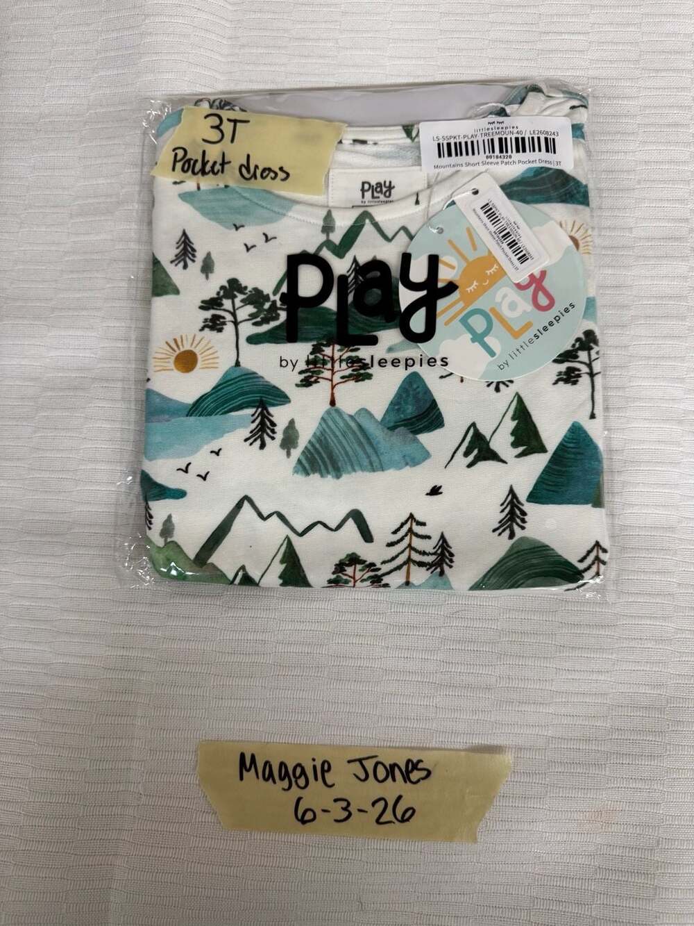 Little Sleepies Play Mountains Short Sleeve Patch Pocket Dress 3T